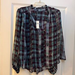 Anthropologie Estela sheer button blouse